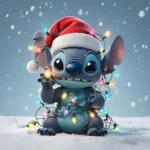 Stitch wearing a Santa hat wallpaper icon.